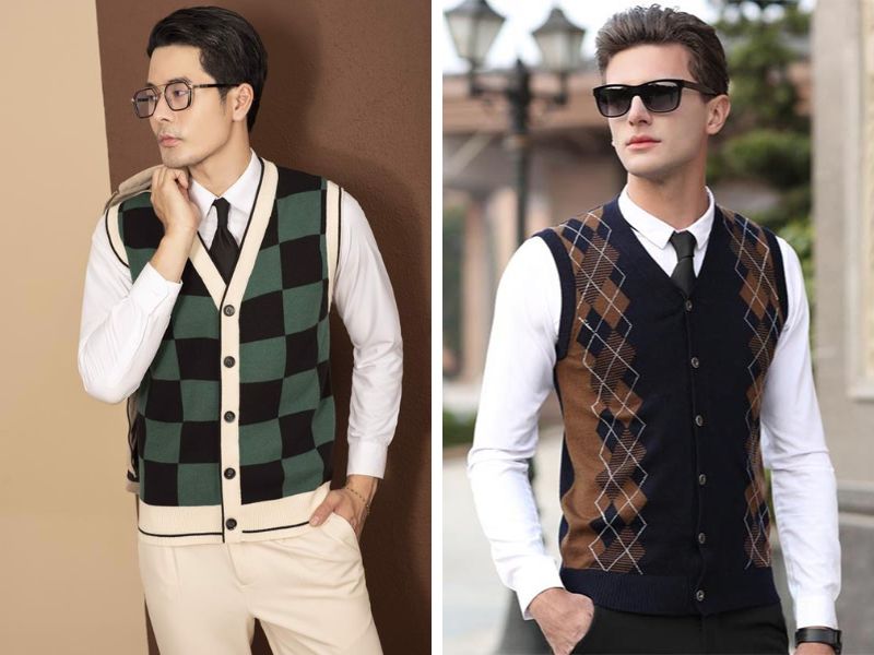Áo Gile Nam Với Áo Cardigan