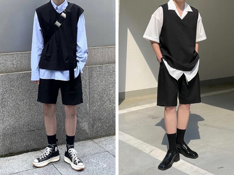 Phối Đồ Với Áo Gile Nam Với Quần Shorts