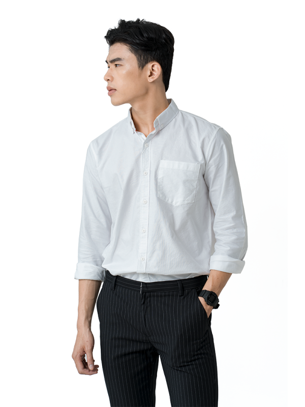 phối đồ áo sơ mi trắng nam oxford