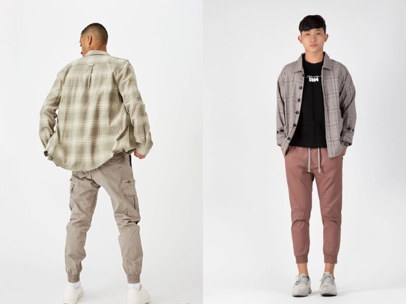 Phối đồ quần túi hộp nam mix Với Áo Sơ Mi Caro