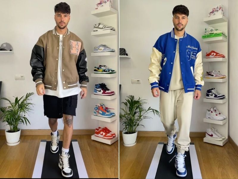 Mix áo khoác bomber với giày Jordan cổ cao