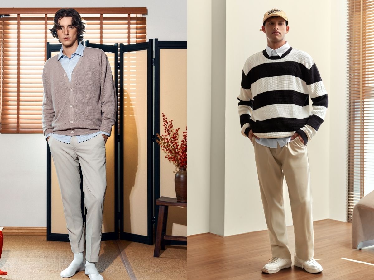Kết hợp áo len và quần chinos phù hợp vào mùa lạnh