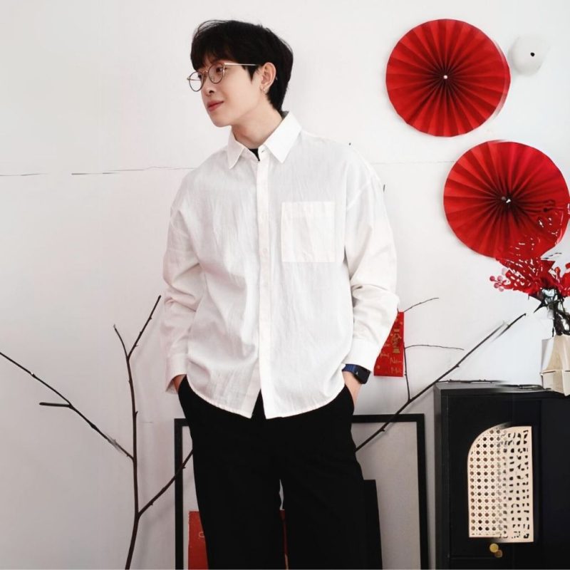 phối đồ áo sơ mi trắng nam casual