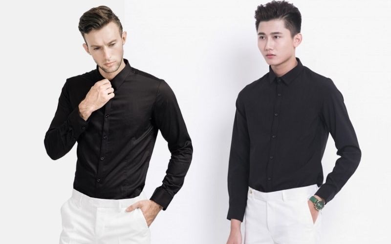 Cách phối đồ áo sơ mi đen với quần trắng