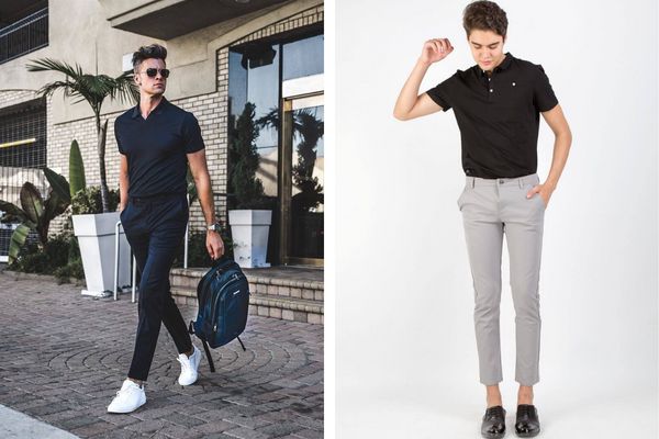 Quần jean ôm với áo thun polo