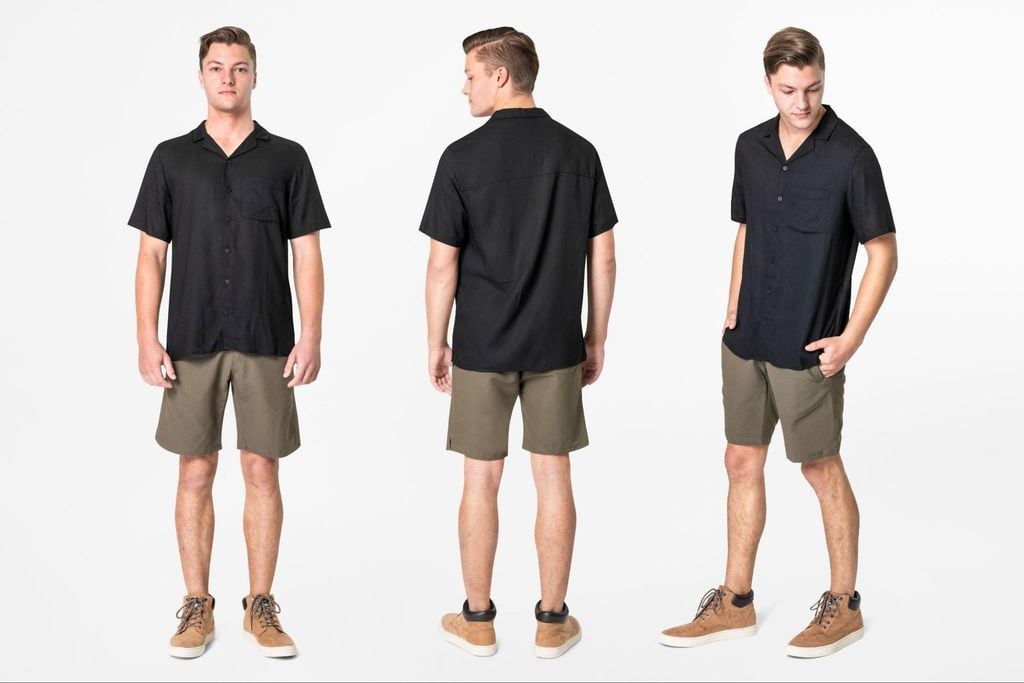 Phối đồ áo sơ mi đen với quần short cho nam