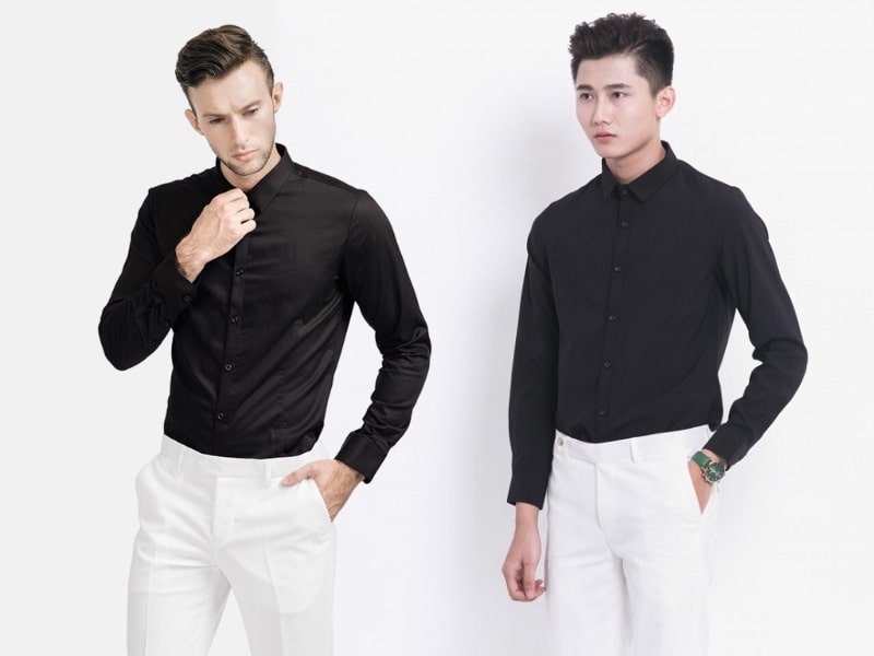 Áo sơ mi đen với quần trắng