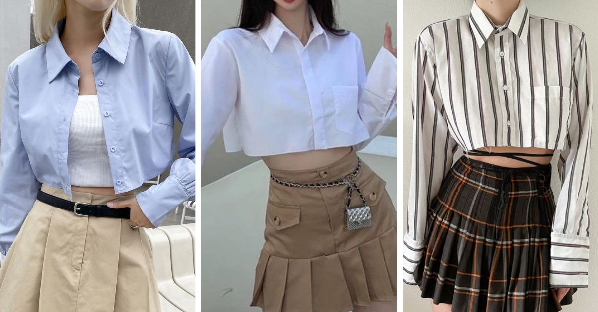 Phối áo sơ mi đen với váy ngắn hoặc quần short