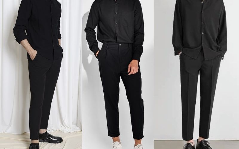 Phối đồ áo sơ mi đen Outfit tông đen