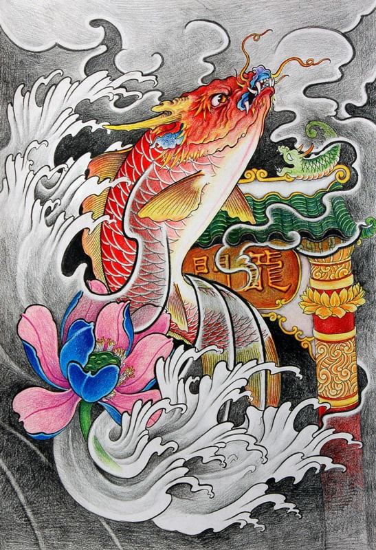 hình xăm cá chép hóa rồng