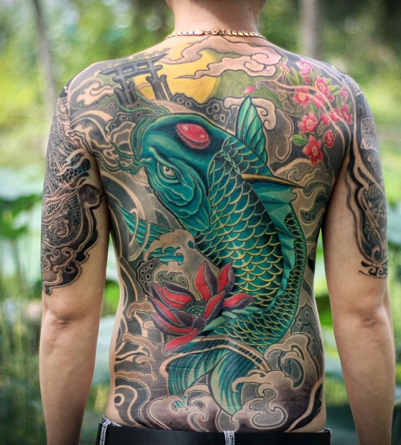 hình xăm cá chép hóa rồng