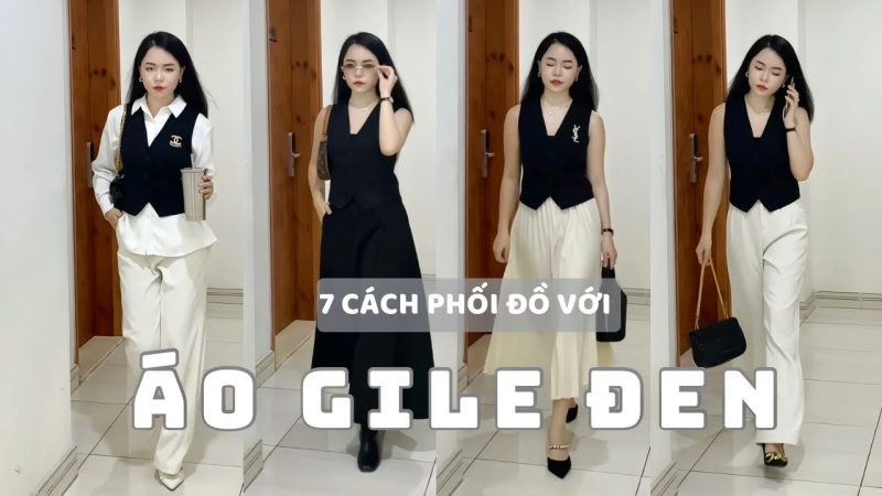Phối áo gile với áo thun phong cách Hàn Quốc
