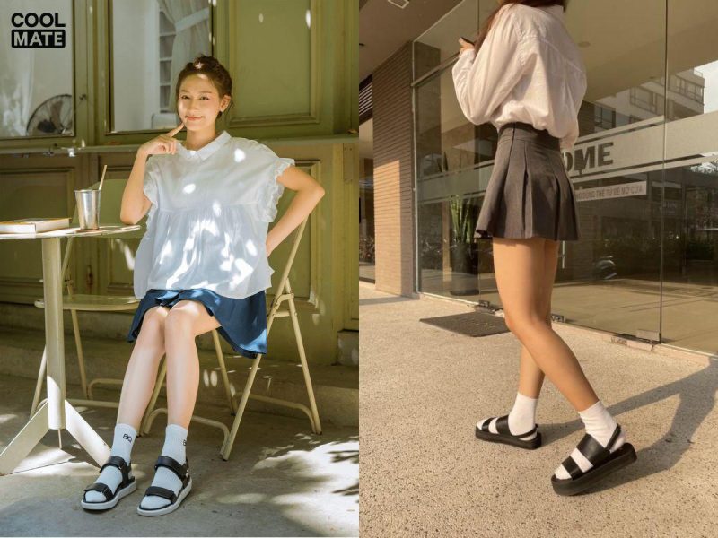 Cách phối giày với tất cho nữ màu tương phản
