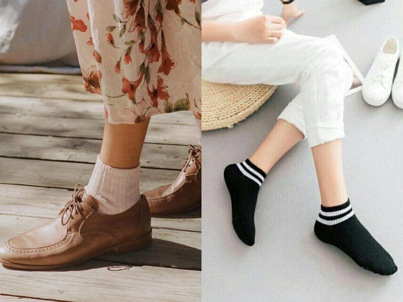 Cách phối giày cao gót với tất cho nữ