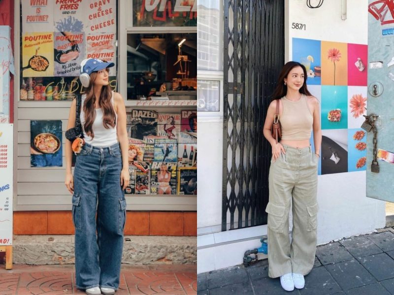 Quần túi hộp nữ đi với giày boots