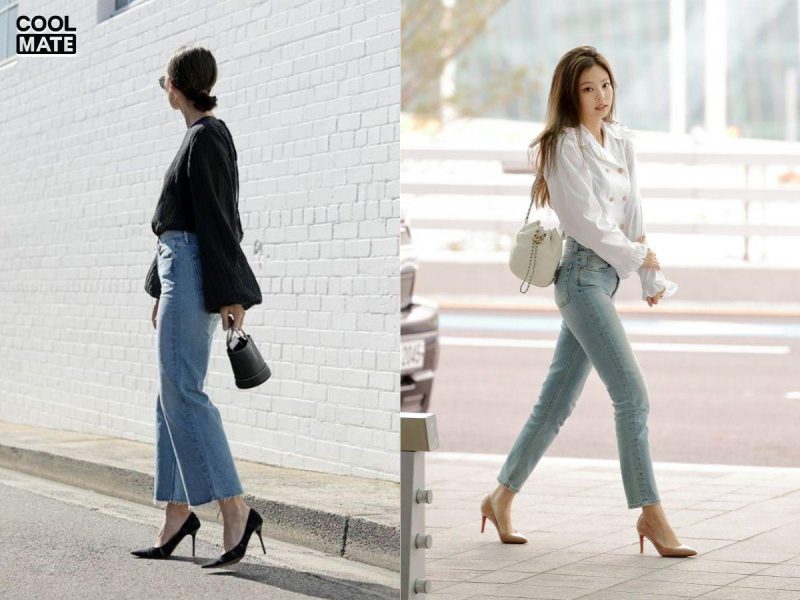 phối giày với quần jean nữ cá tính