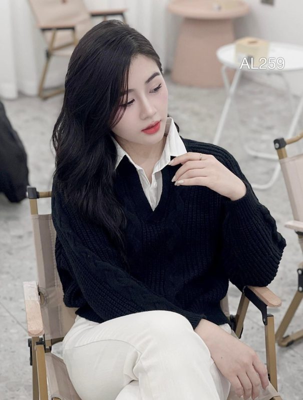 phối đồ áo len sơ mi ton-sur-ton