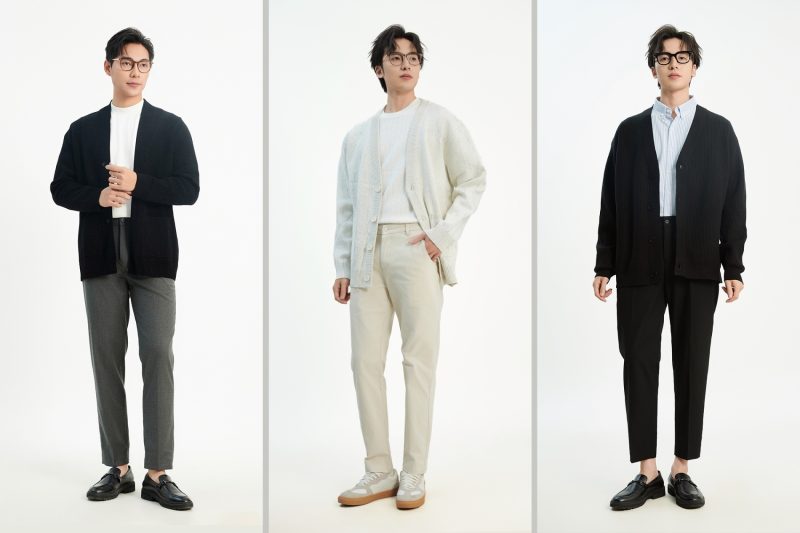 phối đồ với áo cardigan nam phong cách Hàn Quốc