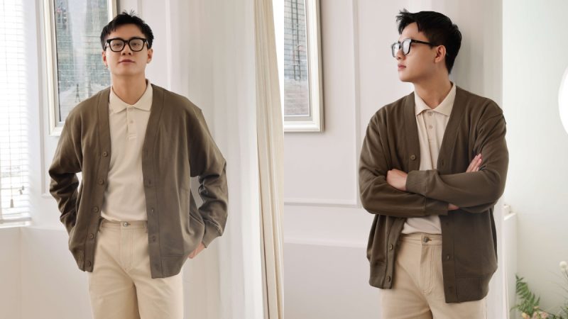 phối đồ với áo cardigan dáng dài nam