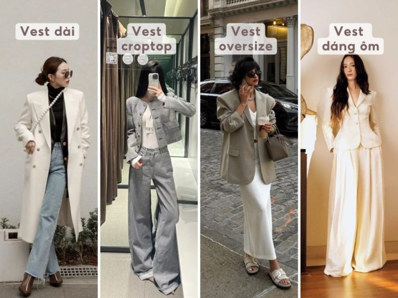 Kết hợp áo vest nữ và chân váy