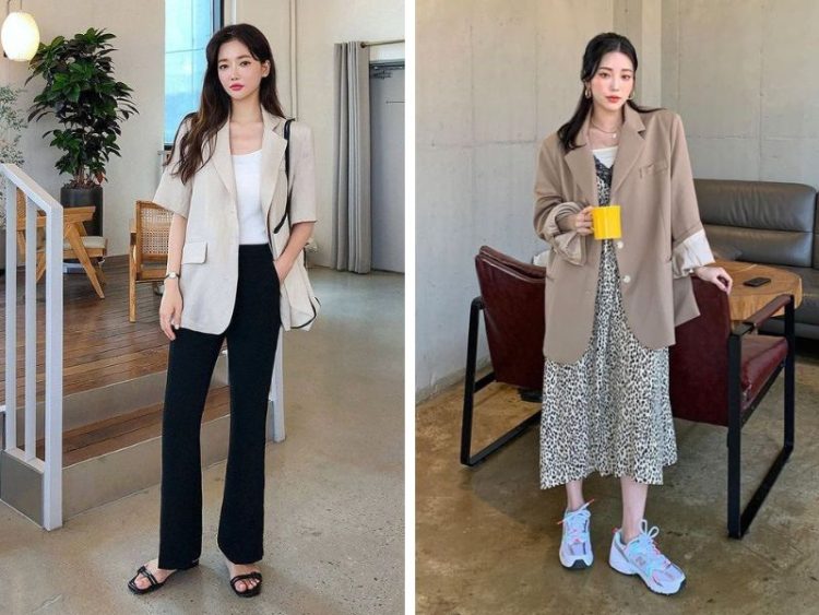 Layering áo vest bên ngoài đầm liền