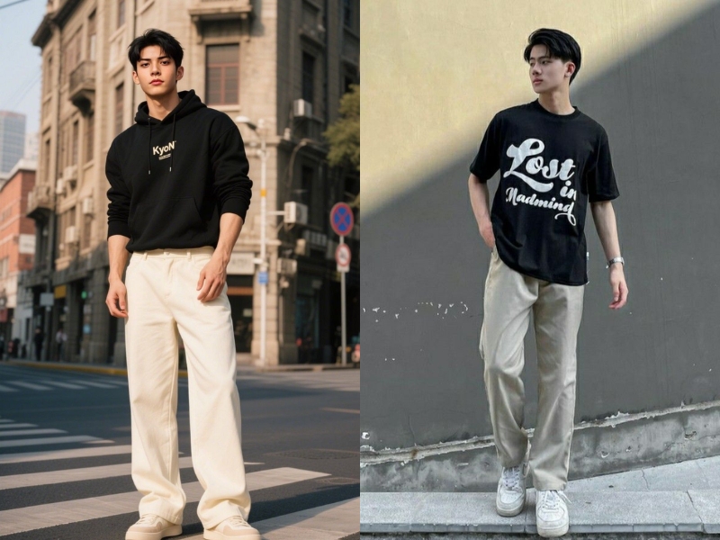 Cách phối đồ với áo đen nam streetwear