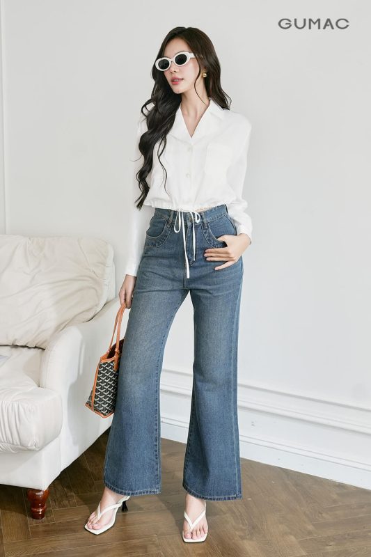 phối đồ với áo sơ mi form rộng nữ và chân váy