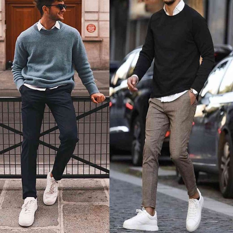 Cách phối đồ với áo sweater nam và quần kaki