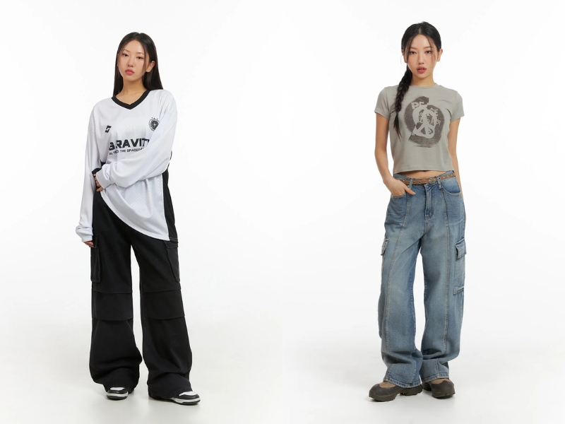 Outfit quần túi hộp nữ street style