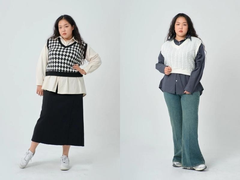 Những cách phối quần jean ống rộng cho người mập