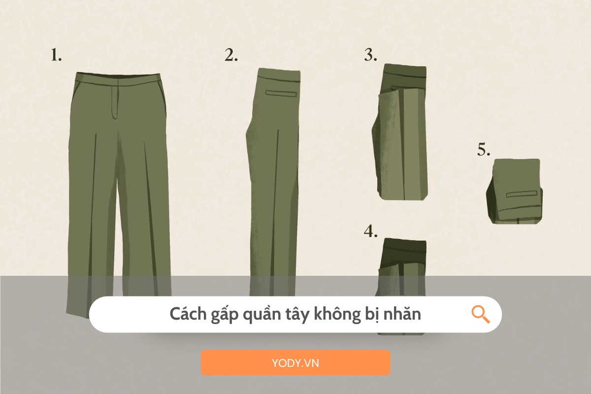 Cách gấp quần âu kiểu cuộn tròn