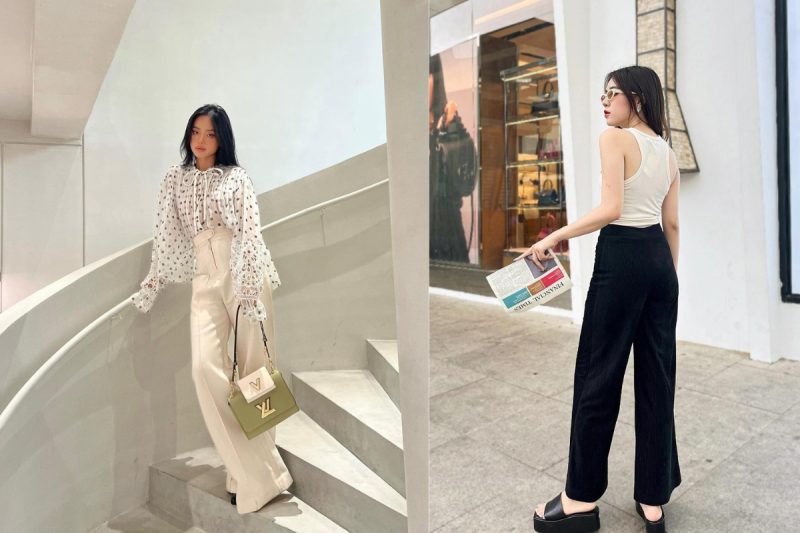 Phối đồ với quần ống rộng đi đám cưới thanh lịch