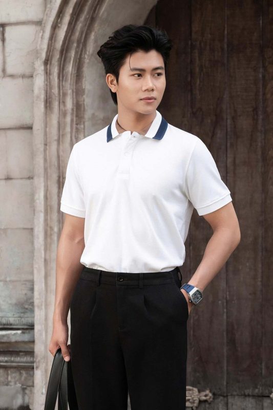 Áo polo nam mặc với quần jogger