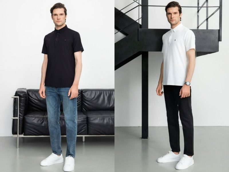 Cách phối áo polo nam với quần jeans