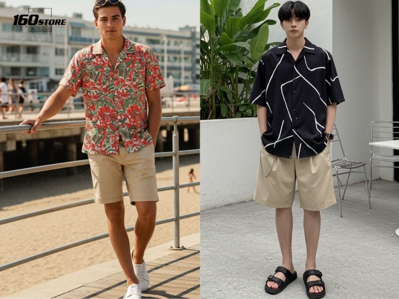 phối đồ đi biển nam với quần short