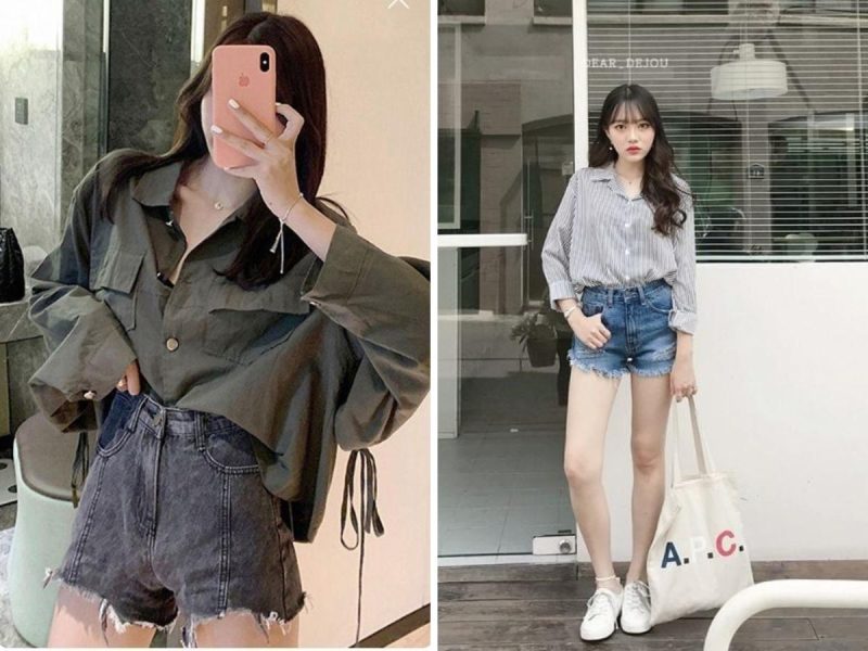 Phối Áo Sơ Mi Với Quần Short Nữ