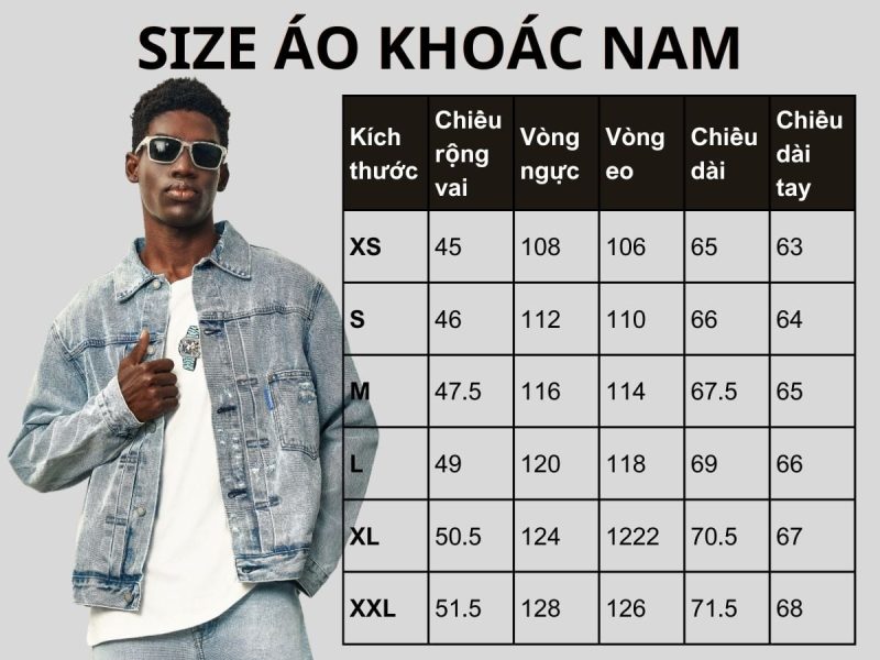 bảng size áo khoác cho nam 75kg