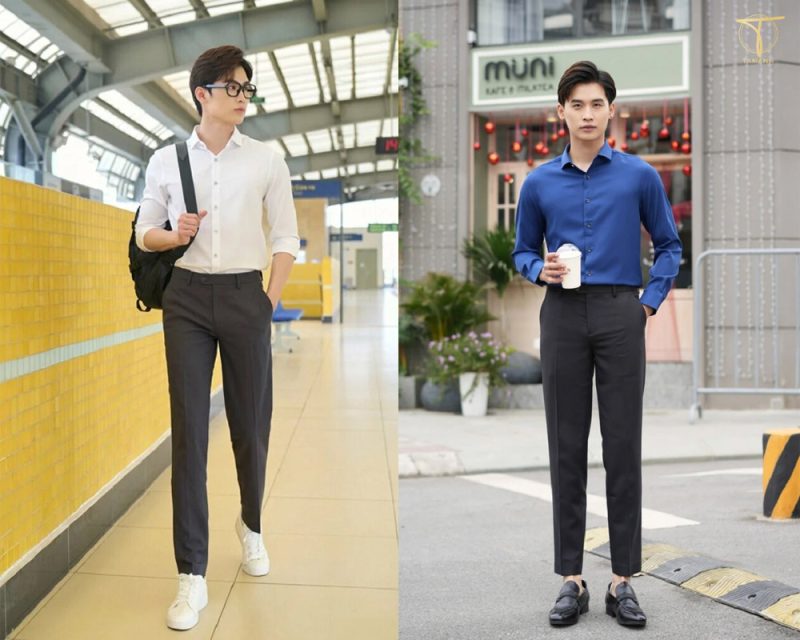 Cách phối đồ cho nam cao 1m7 với áo polo và quần kaki