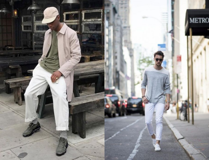 Phối quần jean trắng nam với áo khoác bomber
