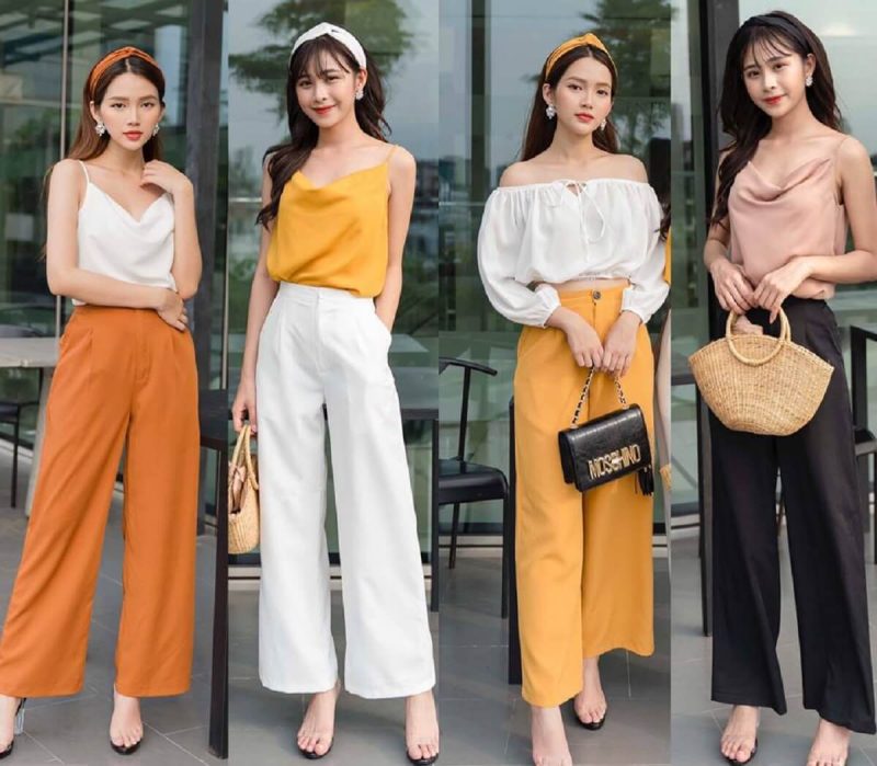 Phối đồ với quần ống rộng và áo sơ mi