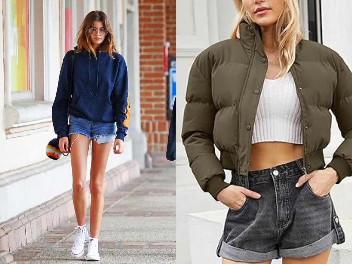 cách phối đồ với quần short nữ mùa đông