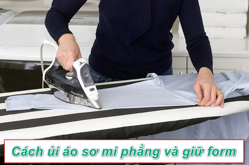 chuẩn bị dụng cụ ủi áo sơ mi