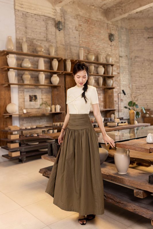 Chất liệu chân váy xòe dài đẹp