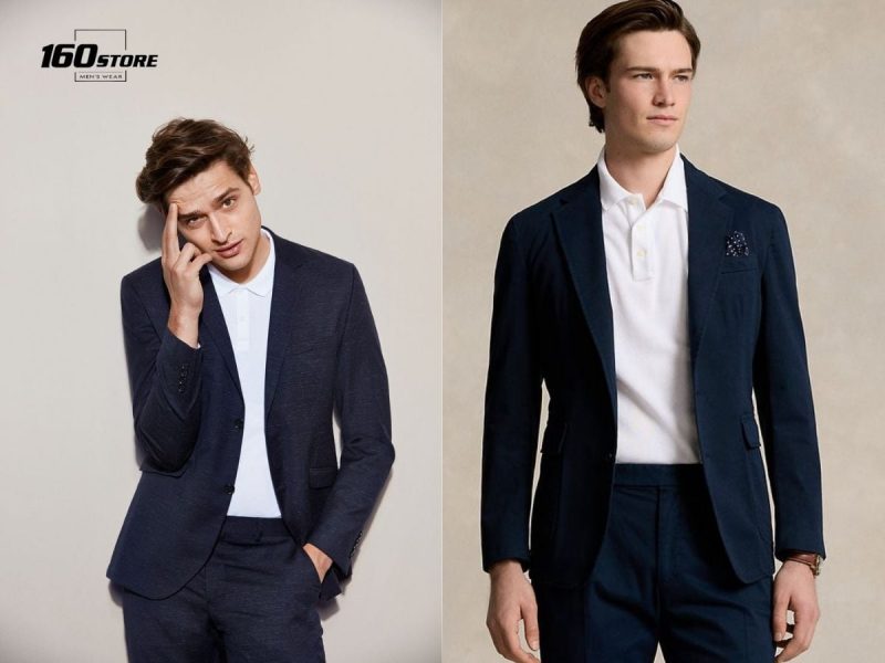phối vest nam với áo polo