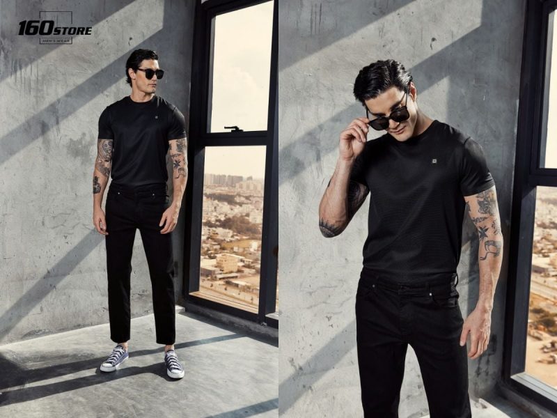 Phối đồ với áo đen nam all black cá tính