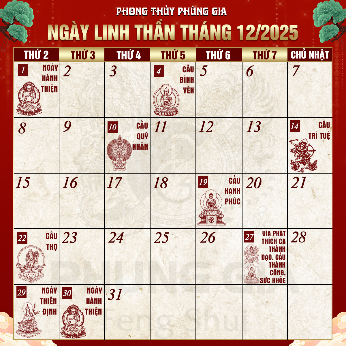 lịch ngày tốt tháng 12 2025