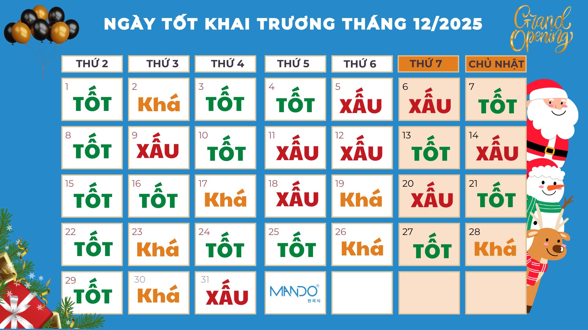 ngày tốt khai trương tháng 12 2025