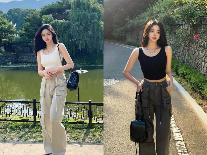 Phối đồ cá tính với quần túi hộp nữ và tank top