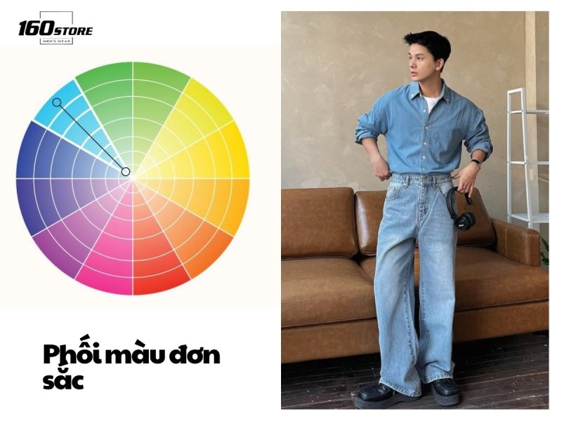 phối màu quần áo nam đơn sắc