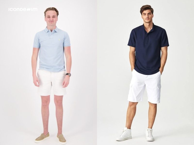 phối đồ với quần short nam và áo polo lịch sự